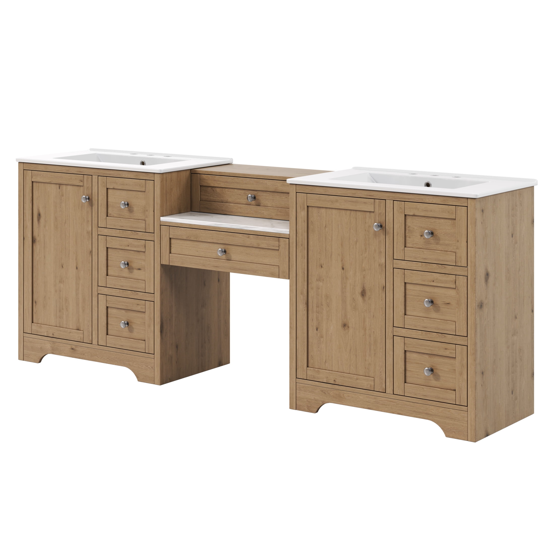 Christopher Knight Home 84" Large Double Sink Bathroom Vanity with Drawers Soft-Close Storage Cabinet, Wood