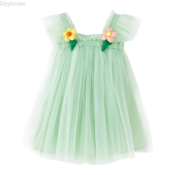 Dpytoraw Toddler Girls Fly Sleeve Floral Tulle Holiday Party Dress Dance Party Princess Dresses Clothes Girls Party Dresses Size 5-6 Years