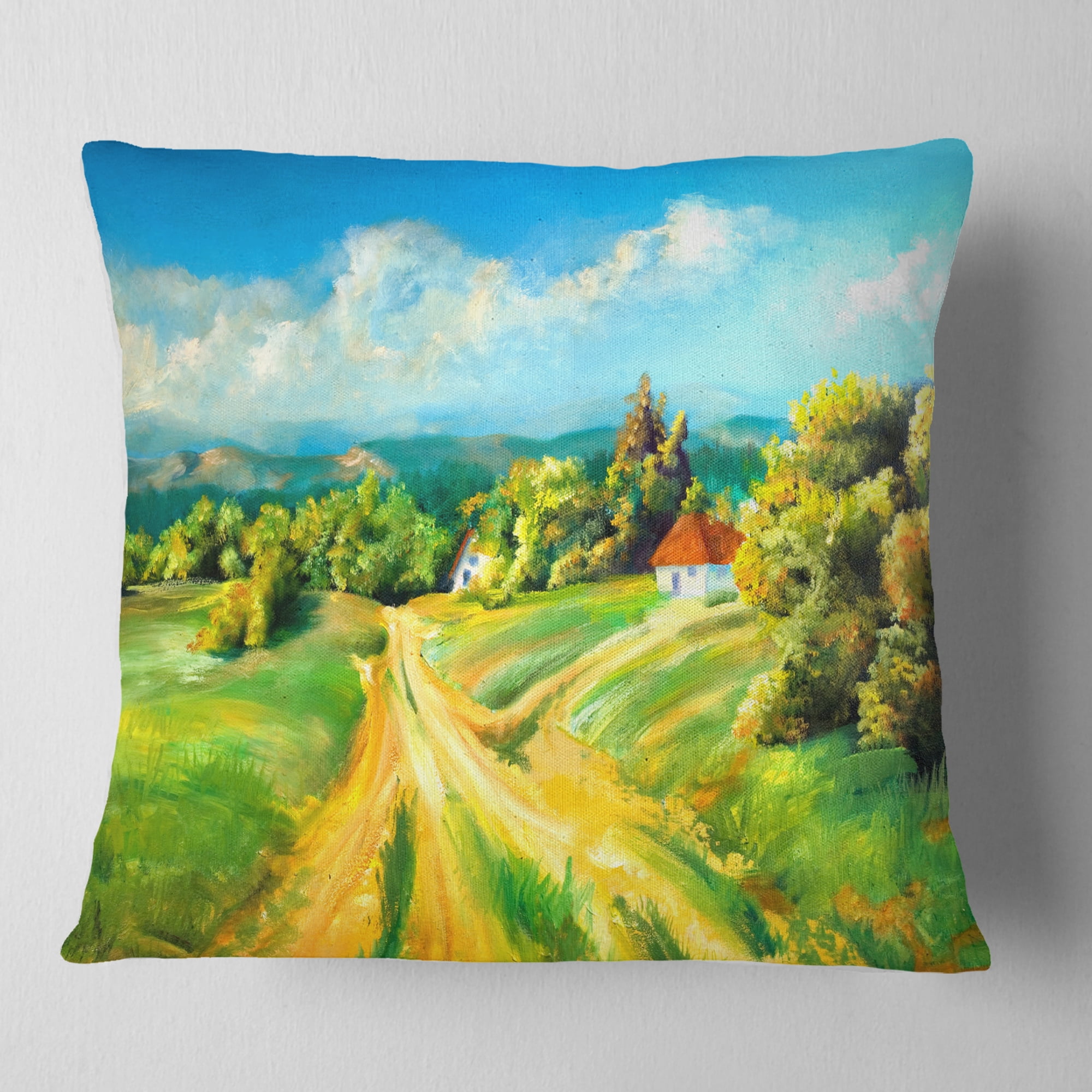 Designart Color of Summer - Landscape Printed Throw Pillow - 18x18