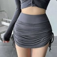 thumbnail image 5 of GENEMA Women Sexy High Waist Side Drawstring Ruched Bodycon Mini Pencil Skirt with Inner Shorts Stretchy Solid Color Golf Skort, 5 of 15