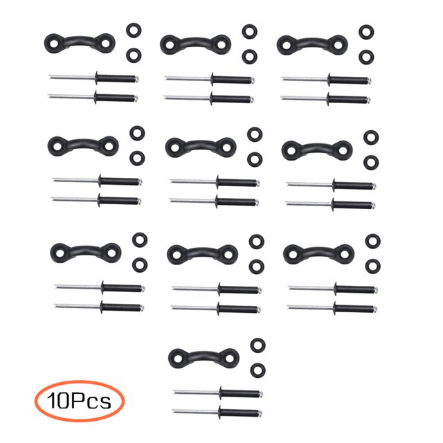 Greensen Tri Grip Rivets, Pad Eyes, Kayak Small C-shaped Buckle Set, Brand New and High Quality Durable Kayak Replacement Kit Set with Nylon Pad Eyes & Tri-Fold Rivets & Screw Nuts