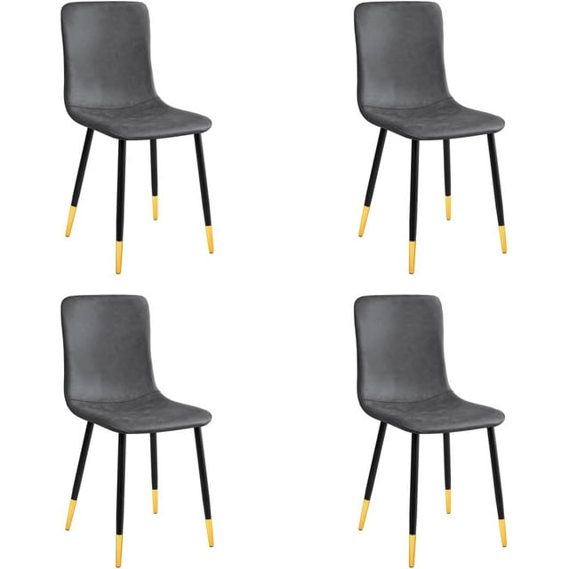HOMYLIN Sillas de Comedor Set 4, Moderno Ante Tapizado Silla sin Brazos Ocio con Patas de Oro Negro para la Cena Cocina Sala de Estar, Gris