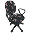 thumbnail image 1 of Bird Office Chair Slipcover, Hummingbird Orchids Blossom Motifs Winter Floral Graphic Illustration, Protective Stretch Decorative Fabric Cover, Standard Size, Dark Blue Grey Multicolor, by Ambesonne, 1 of 5