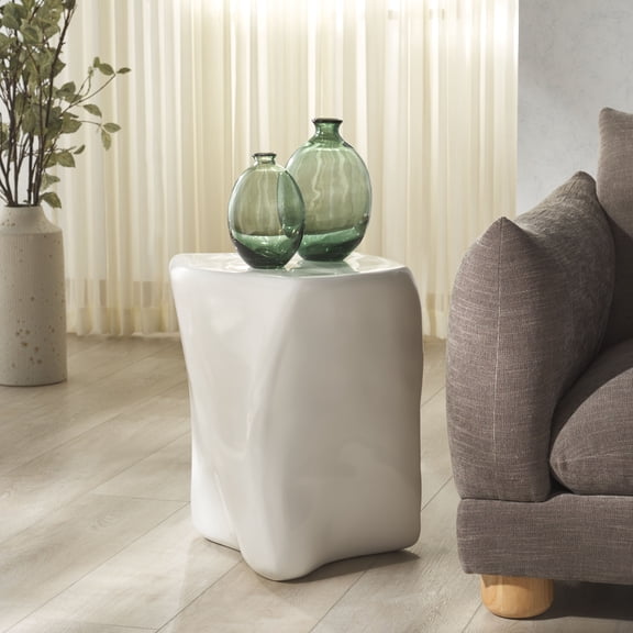 Safavieh Couture Wynnona Modern Concrete Free Form End Table, White