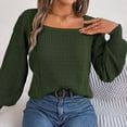 thumbnail image 7 of Baqcunre Womens Sweaters Womens Knit Square Neck Long Sleeve Casual Loose Pullover Sweater Top Crewneck Sweatshirts Womens Fall Tops Green M, 7 of 7