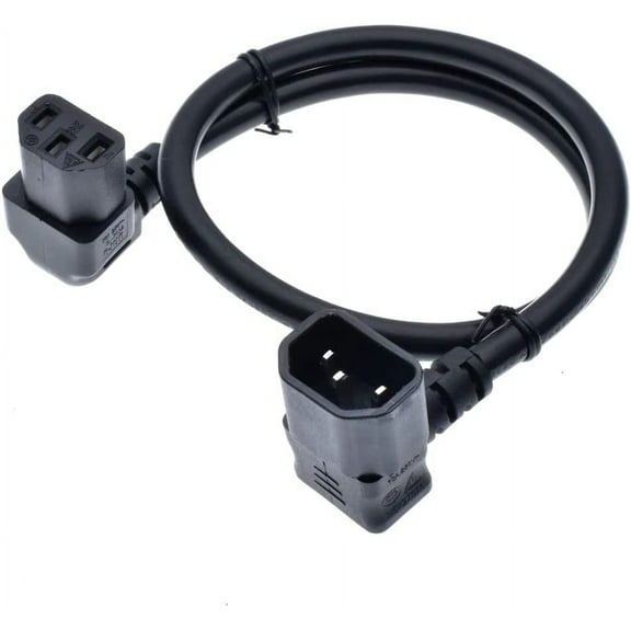 Toptekits 2ft/60cm C14 to C13 PDU Power Supply Extension Cord,90-Degree Down Angle IEC 320 C14 to 90-Degree Down Angle IEC 320 C13 Power Plug Converter Adapter Cable Cord (2ft/0.6m)