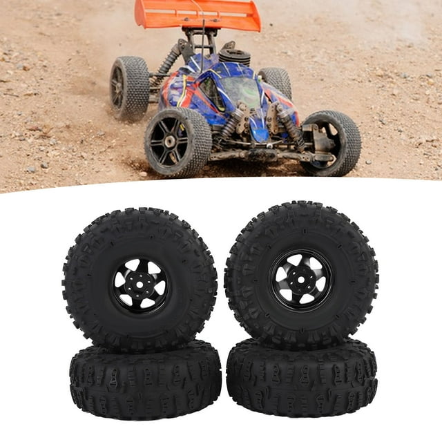 JUEGO DE 4 Ruedas de Oruga RC, Neumós de Goma RC de 1,9 Pulgadas Con Llantas de Cubo Hexagonales de Metal para Redcat, Axial SCX10