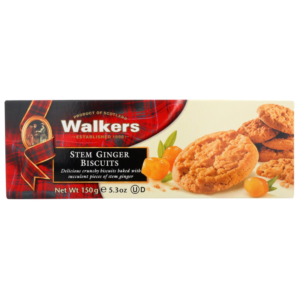 Walkers Shortbread Cookies, Stem Ginger Biscuits, 150 G.