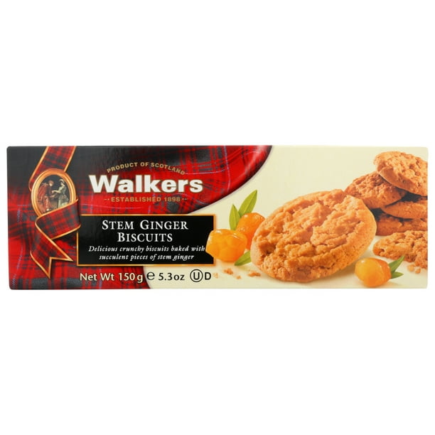 Walkers Shortbread Cookies, Stem Ginger Biscuits, 150 G.