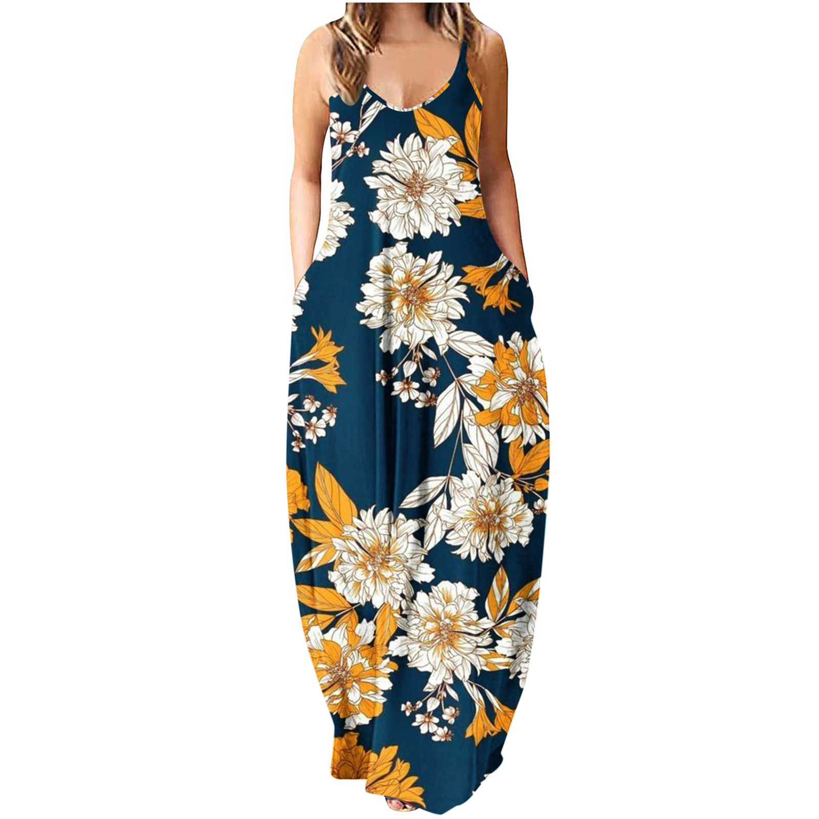 Hvyesh Women Maxi Dresses Sleeveless Sexy Spaghetti Strap Maxi Sundress