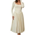 thumbnail image 4 of Women'S Spring and Autumn Fashion Square Neck Long Sleeve Casual A-Line Midi Dress  L, 4 of 8
