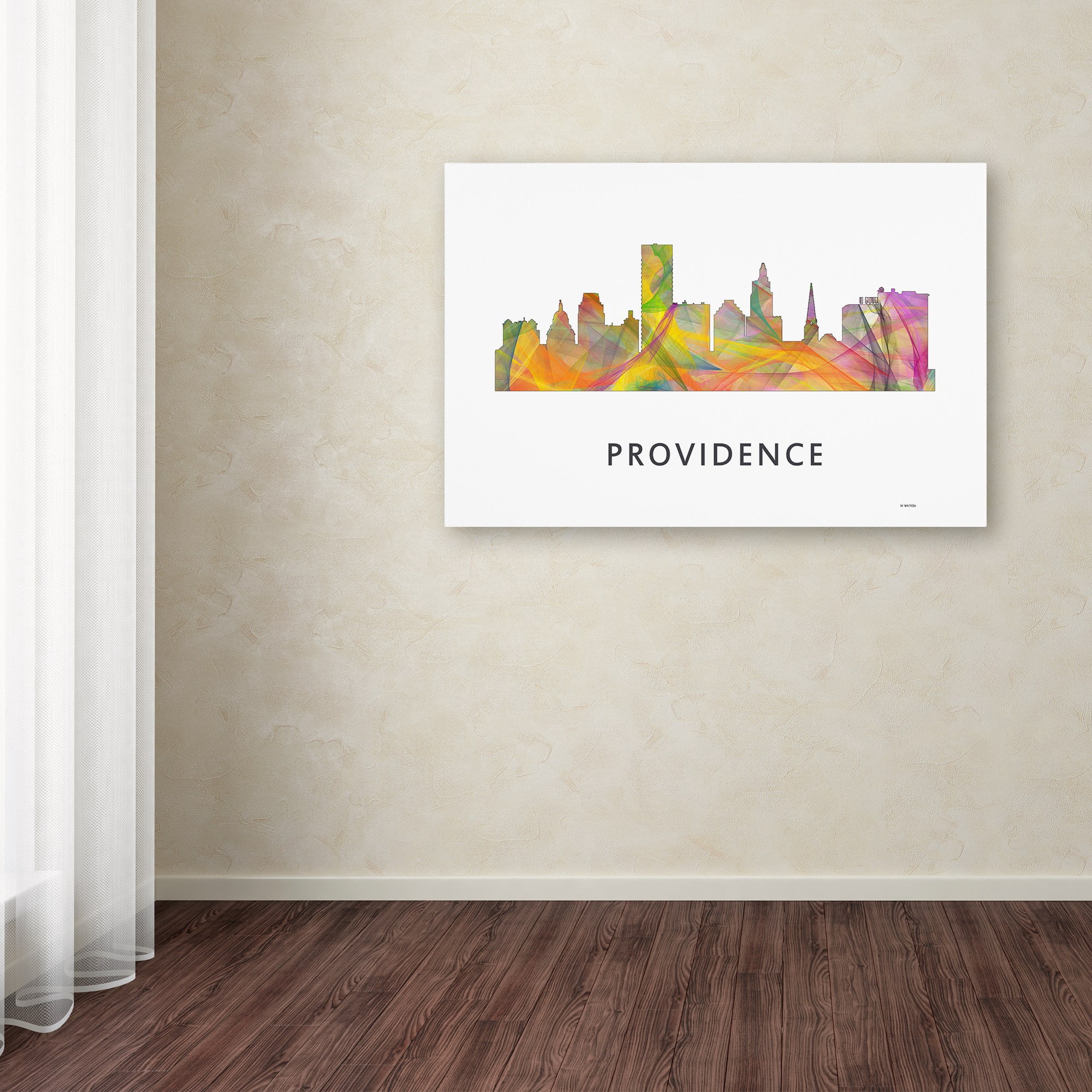 Trademark Fine Art 'Providence Rhode Island Skyline WB-1' Canvas Art by Marlene Watson