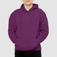 thumbnail image 5 of Zylarhe Boys Girls Sweatshirts Boys Fashion Winter Comfort Hooded Top Long Sleeve Solid Color Sweatshirt Outerwear Garment for Fall Season 5-6 Years Purple, 5 of 7
