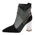 thumbnail image 1 of HBFAGFB Chaussures d'Automne pour Femmes Mode Bout Pointu avec Strass Talon Haut Bottines Noires Taille 40, 1 of 9