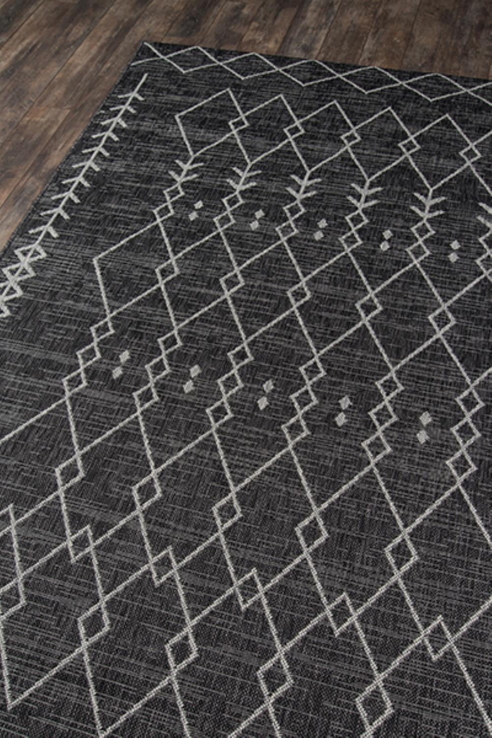 Machine Made Charcoal Charcoal Indoor/Outdoor Rugs