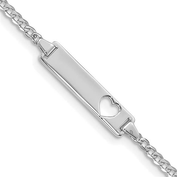 Primal Gold 14 Karat White Gold Cut-out Heart Curb Link ID Bracelet