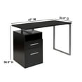 thumbnail image 5 of Flash Furniture Harwood Dark Ash Wood Grain Finish Computer Desk with Two Drawers and Silver Metal Frame, 5 of 11