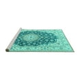 thumbnail image 2 of Ahgly Company Machine Washable Indoor Rectangle Persian Turquoise Blue Traditional Area Rugs, 8' x 10', 2 of 4