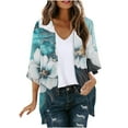 thumbnail image 3 of DDAPJ pyju Women's 3/4 Sleeve Cardigan Summer Lightweight Draped Cardigans Boho Floral Kimonos Beach Swimsuit Coverups Prime Sales Army Green XL, 3 of 6