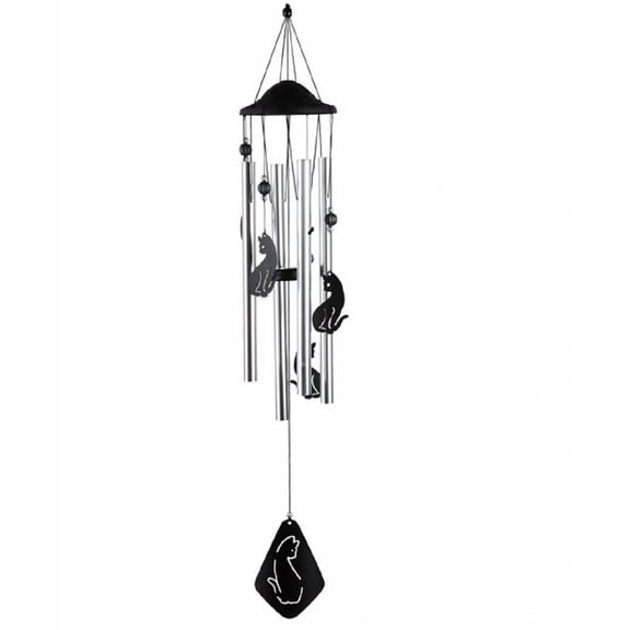 FC Design 34" Long Black Cat Silhouette Wind Chime