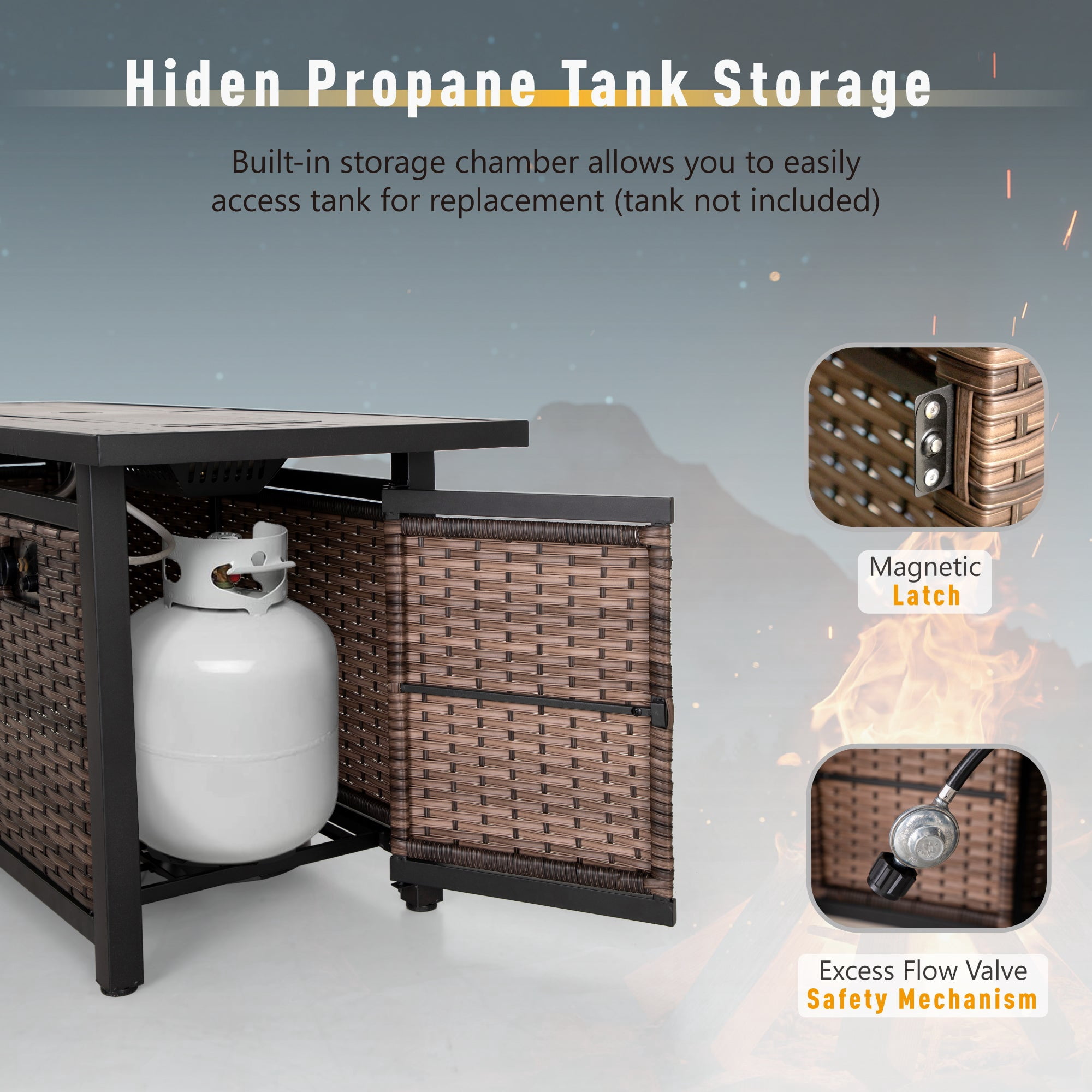 Sophia & William 56" Outdoor Propane Gas Fire Pit Table with Lid 50,000 BTU
