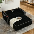 thumbnail image 5 of 55.51 inch versatile foldable sofa bed in 3 lengths, modern sofa sofa sofa velvet pull-out bed, adjustable back and with USB port and ashtray and swivel phone stand (Black), 5 of 13