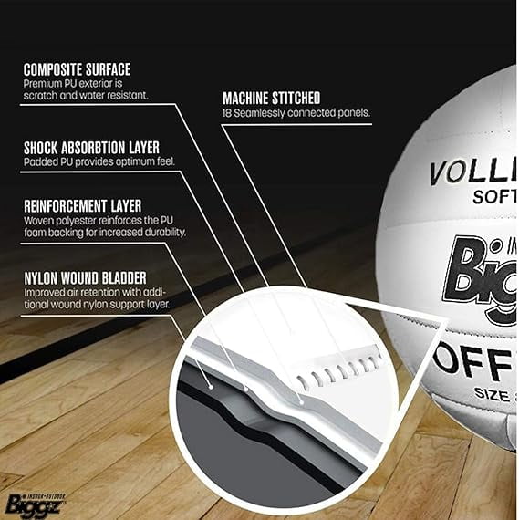 Biggz (6 Pack) Volleyballs - Soft Touch Leather - Indoor/Outdoor