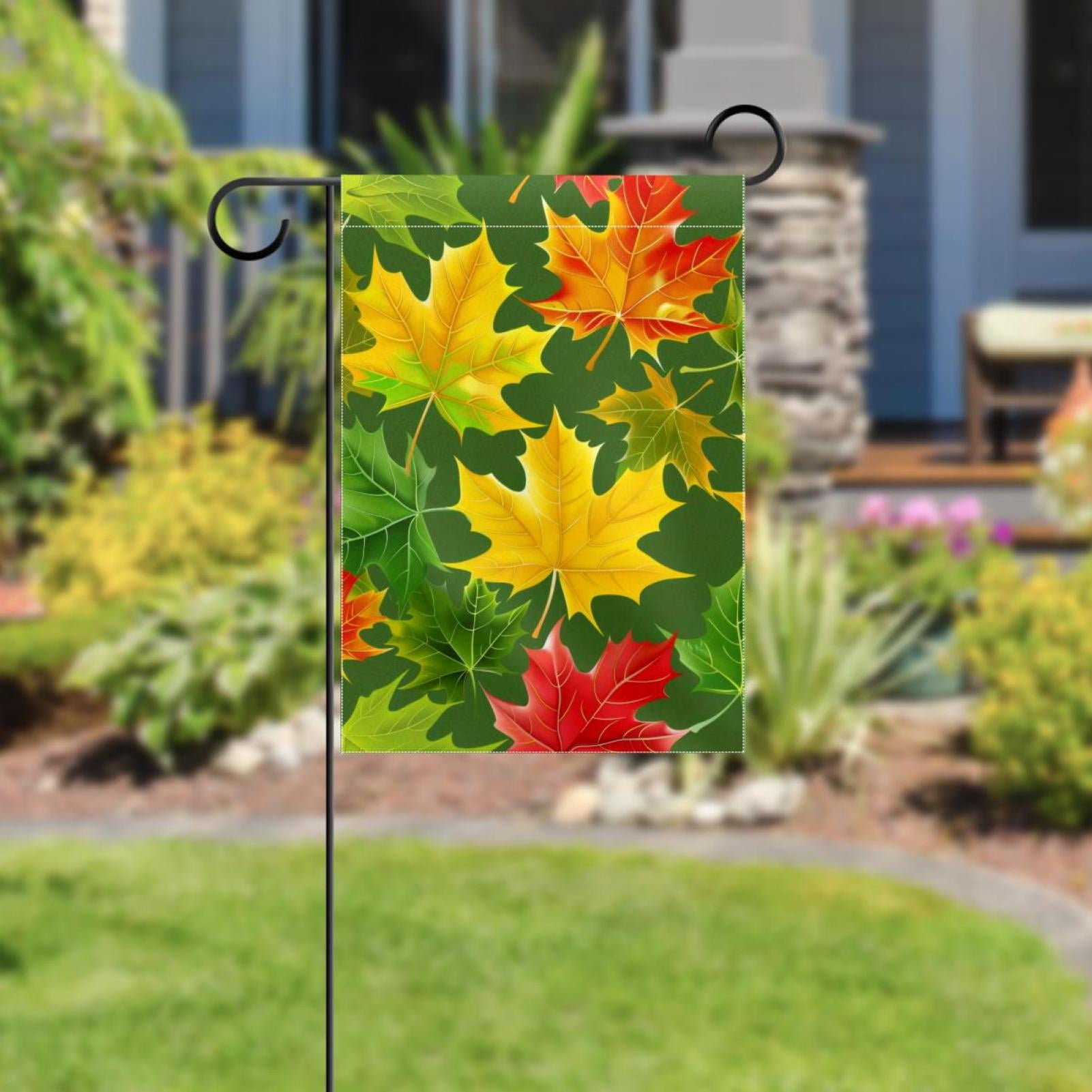 Welcome Colorful Maple Leaves Garden Flag, Vertical Double Sided Small House Flag, Yard Farmhouse Outdoor Deck Veranda Lawn Decor 28x40 Inch