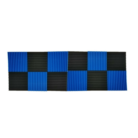 12 pcs Black and Blue Acoustic Foam Panel Tile Wall Studio Sound Proof 12x12x1