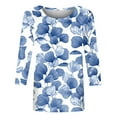 thumbnail image 4 of BDPORKAS Summer Tops for Women 2025 Trendy 3/4 Sleeve Oversized Tshirts Floral Print Graphic Tees Dressy Casual Plus Size Blouses Elbow Sleeve Tunic Tshirt Going Out Tops, 4 of 4