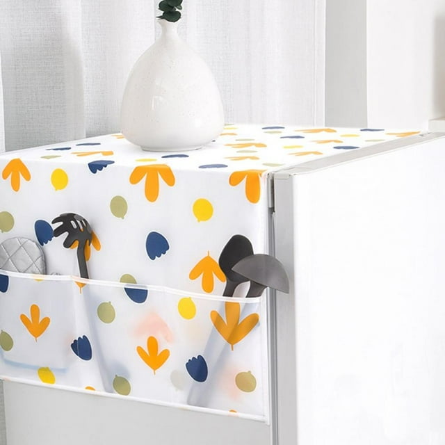 PEVA Couvercle Résistant à la Poussière Réfrigérateur, Imperméable à l'Huile Machine à Laver Couvercle Supérieur avec Poches de Stockage Sacs