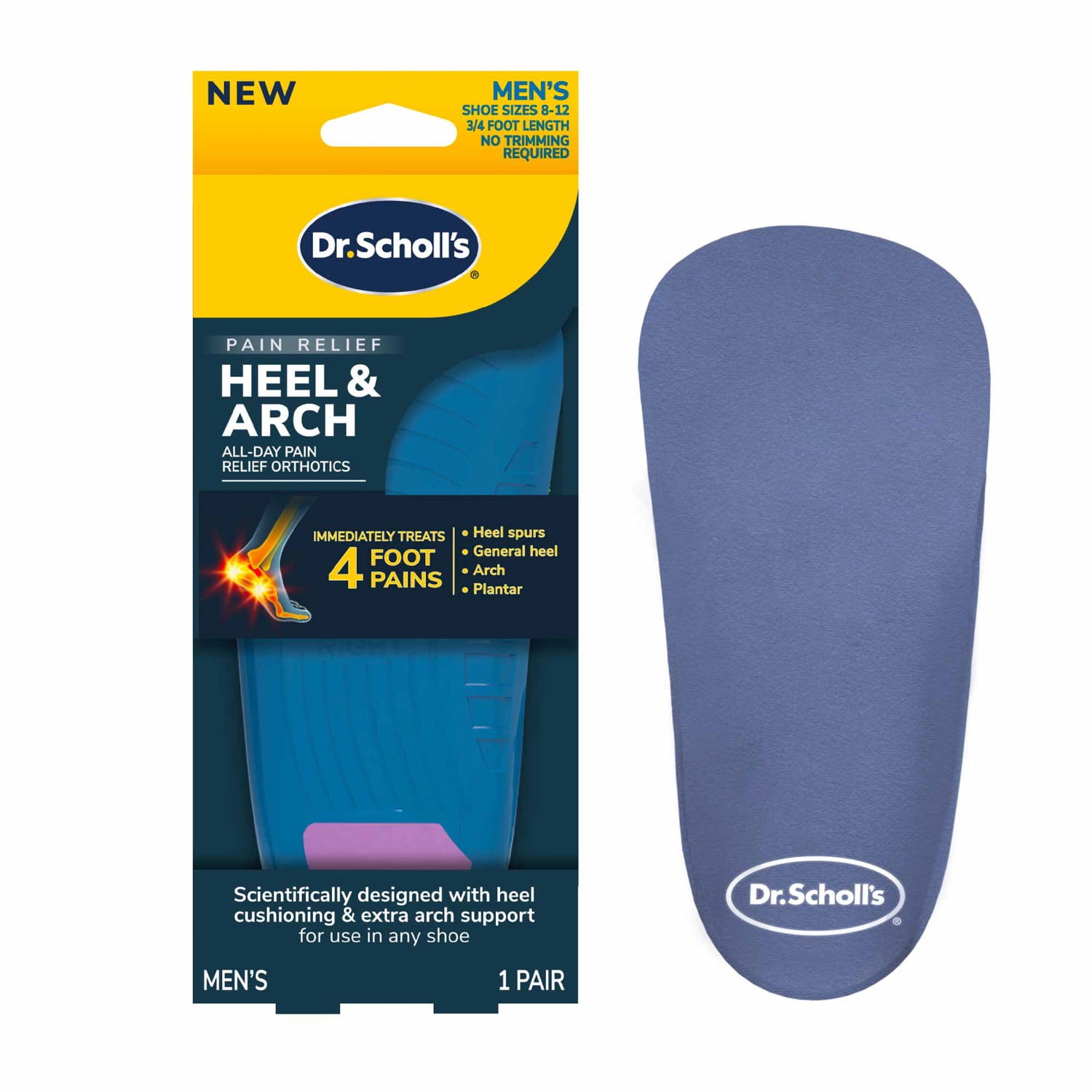 Dr. Scholl's Heel & Arch Pain Relief Orthotics for Men, Size 8-14