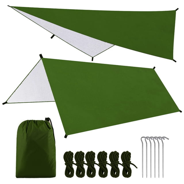 Lona de acampada 9.8 * 9.8ft Multifuncional Lona impermeable para acampar Hamaca Sombrilla Carpa Ref Tomshoo Lona de acampada