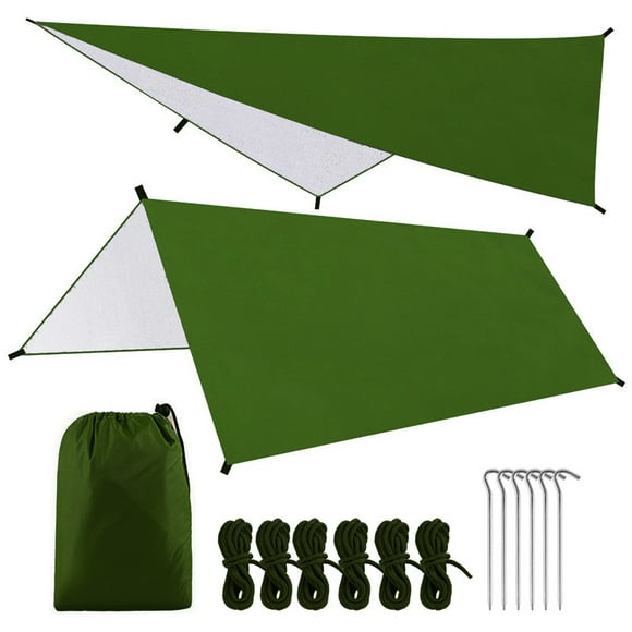 Yeacher 9.8 * 9.8ft Multifunctional Waterproof Camping Tarp Hammock Sunshade Tent Rain Shelter Lightweight Outdoor Tarpaulin Canopy for Camping Beach Picnic