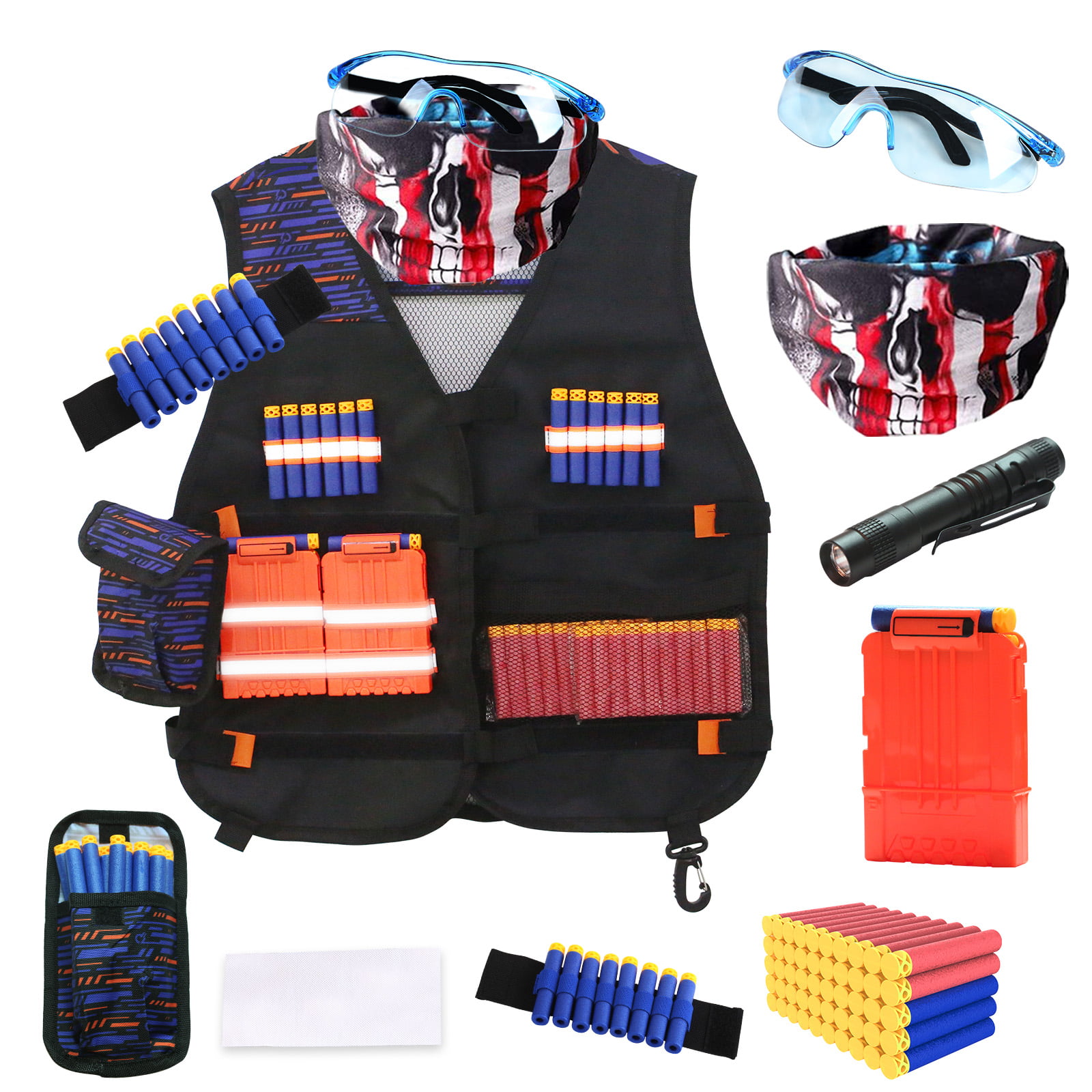 Kids Tactical Vest 92 Pieces 2 Team Sets Adjustable Tactical Vest for Nerf Guns 