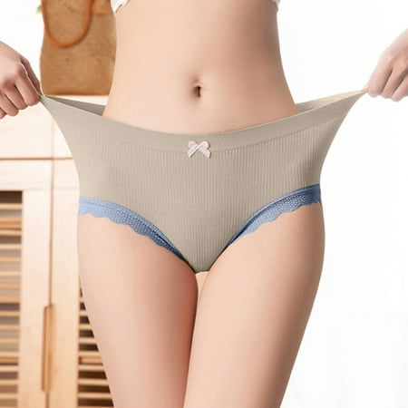 

Gubotare Panties For Women Womens Lace Thong Panties Seamless Solid Color Comfortable Low Waist Panties C One Size