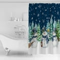 thumbnail image 2 of Polyester Fabric Navy Blue Snowman Christmas Shower Curtain, Teal Xmas Tree Winter Snowflake, Waterproof Bathtub Curtain Bathroom Decor Set with Hooks 72 x 72 Inches,, 2 of 6