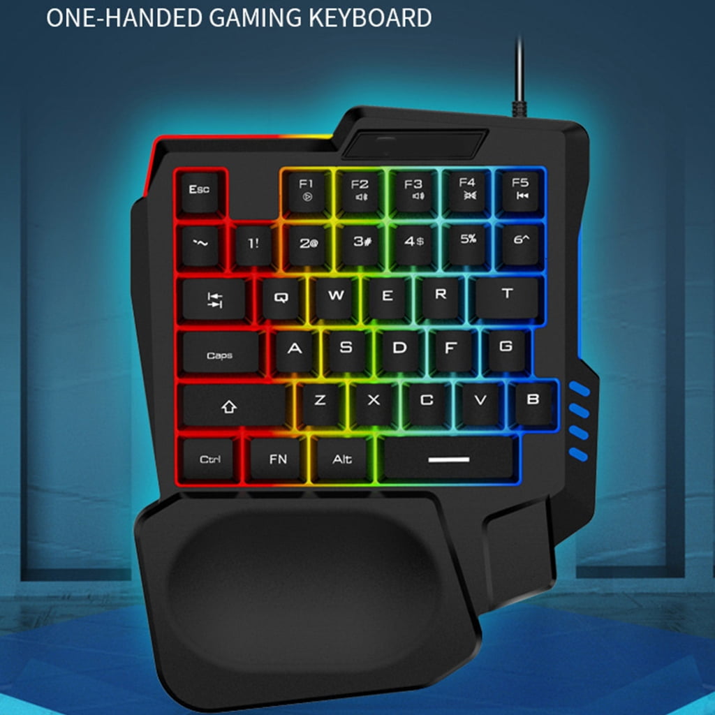 Gieenan One Handed Gaming Keyboard, 14-Key with Backlight USB Corded Keypad with Hand Rest and Shine Through