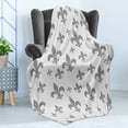 thumbnail image 4 of Fleur De Lis Soft Flannel Fleece Throw Blanket, Lily Pattern Classic Retro Royal Vintage European Iris Ornamental Artwork, Cozy Plush for Indoor and Outdoor Use, 60" x 80", Grey, by Ambesonne, 4 of 5