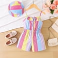 thumbnail image 2 of Auroural girls clothes size 6 jumpsuit for girl 6 years Kids Fashion Boy and Girls' Casual Striped Printed Summer Pocket Shorts Adjustable Waist Frill Shorts Jumpsuit, 2 of 9