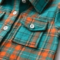 thumbnail image 6 of Shldybc Toddler Boys Girls Flannel Shirt Jacket Plaid Jacket Long Sleeve Lapel Button Down Shacket Fall Shirt Coat Outwear( Orange, 6-12 Months ), 6 of 9