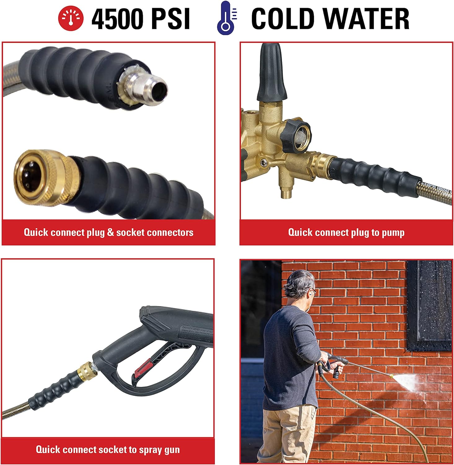 SIMPSON 41032 Cold Water Hose,3/8 in. D,150 Ft