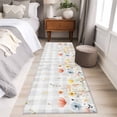 thumbnail image 4 of Botanical Wildflowers 2'x6' Runner Rugs for Hallway Kitchen Bedside Non Slip Washable, Spring Farmhouse Floral Grey Plaid Entryway Rug Runners with Rubber Backing, Long Carpet Runner for Laundry Room, 4 of 8