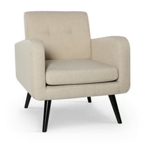 Modern Accent Armchair Upholstered Beige Single Sofa Chair, Set of 1