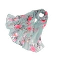 thumbnail image 2 of Qarigey Bufanda de seda suave y cómoda para mujer, bufanda de playa de lujo con estampado Floral elegante, ligera Accesorios de disfraces Verde Gris, 2 of 6