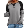 thumbnail image 1 of Pompotops Mode T-Shirt d'Été pour Femmes Manches Longues Patchwork Décontracté Blouse, 1 of 6