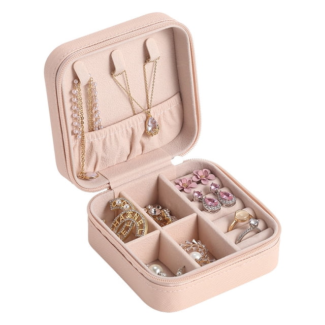 Caja Variedad Joyero de Cuero de PU Joyero pequeño Organizador de Joyas de Viaje para Anillos, Collares, Pendientes, Gorros Joyero portátil Negro
