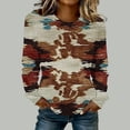 thumbnail image 2 of Fewfanhot Womens Clothing Long Sleeve T Shirts Print Western Henley Tops Ladies Graphic Tees Casual Round Neck Loose Fit Blouse, 2 of 4