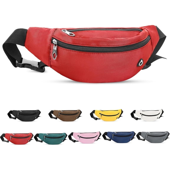 Fashion Large Fanny   Crossbody Belt Bag for Women and Men,Lightweight Bag with Zipper and Pockets for Running and ,Water Resistant,Hands  Phone Carrying(Red)