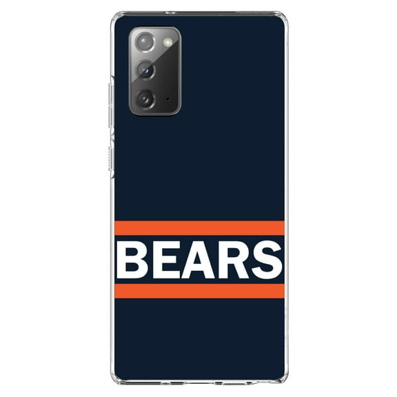DistinctInk Clear Shockproof Hybrid Case for Galaxy Note 20 ULTRA (6.9" Screen) - TPU Bumper, Acrylic Back, Tempered Glass Screen Protector - Orange Navy Bears - Football Team